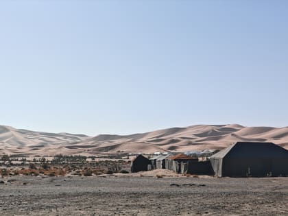 Nomad tents at the edge of the dunes