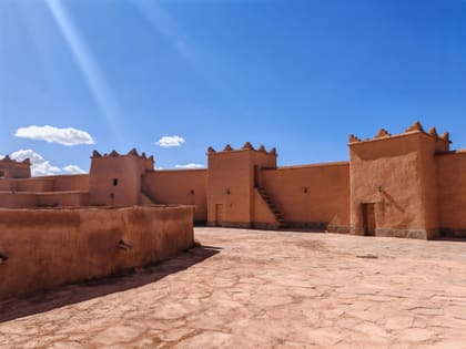 The earthen walls of a kasbah near Ouarzazate